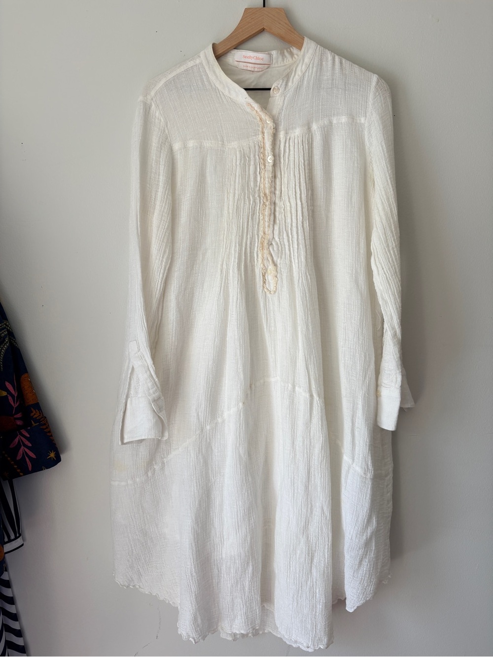 See By Chloe Women's White Tunic/Dress - Lightweight Long Sleeve